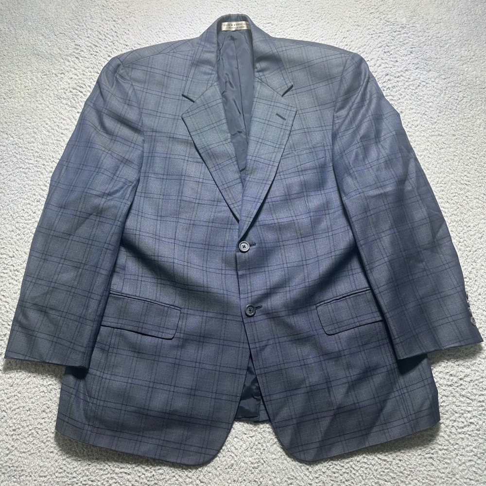 John W. Nordstrom Mens Blue Plaid Blazer Sport Coat Tailored in Canada 42R